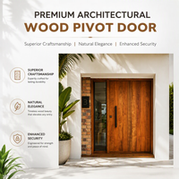 Porte d'entrée de sécurité pivotante moderne en bois massif vitrée, à vitraux divisés manuels, design antique Mun, pour cour de maison de luxe