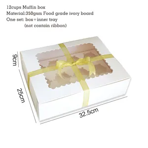 O papel personalizado biodegradável do bolo do tamanho encaixota a caixa do bolo do copo com a janela para a loja do bolo do cozimento