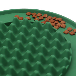 Ramah lingkungan pola padat silikon makanan lambat mangkuk hewan peliharaan dengan anti-buku tempel tikar untuk kucing anak anjing - Product Image 3