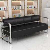 Fauteuil d'attente pour salon de coiffure d'influenceurs, zone de repos pour salon de coiffure et de manucure, banc en acier inoxydable de luxe léger