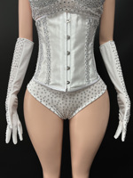 Novance Y5761 Nouvelle Collection Robes de Danse Samba Blanches en Strass pour Spectacles Scéniques et Soirées Sexy pour Femmes