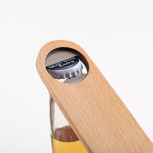 Плоская открывалка для пивных бутылок с логотипом под заказ из нержавеющей стали с деревянной ручкой, металлические ножницы и лезвия для открывания пива - Product Image 5