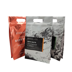 Sacs refermables en plastique laminé Mylar imprimés sur mesure, réutilisables, pour emballage de sels de bain SPA, pochette verticale avec poignée - Product Image 1