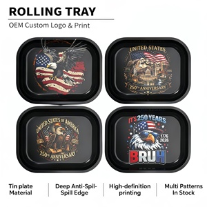 Smoking Custom Logo 18*14CM Tinplate Smoking Tin Metal <b>Herb</b> Rolling Tray Tin Metal Tray - Product Image 1
