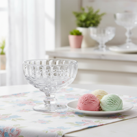 Verre à glace vintage gaufré de 250 ml, motif à pois festonné orné, en verre sodocalcique en forme d'entonnoir, alimentaire, style bohème
