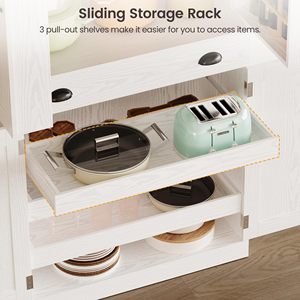 SENYU <b>White</b> Freestanding Kitchen Pantry Cabinet with Drawer and Sliding <b>Shelves</b> Multi-Functional Storage <b>Unit</b> - Product Image 4