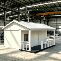 Edificio Modular Prefabricado en Contenedor MHY, 20 pies/40 pies, Cabina con Techo a Dos Aguas Blanco y Porche Frontal para Jardín o Resort