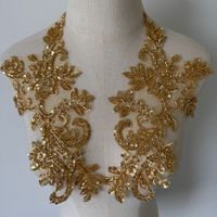 Applique florale brodée en dentelle à paillettes et perles pour robe de soirée, tissu en tulle brodé