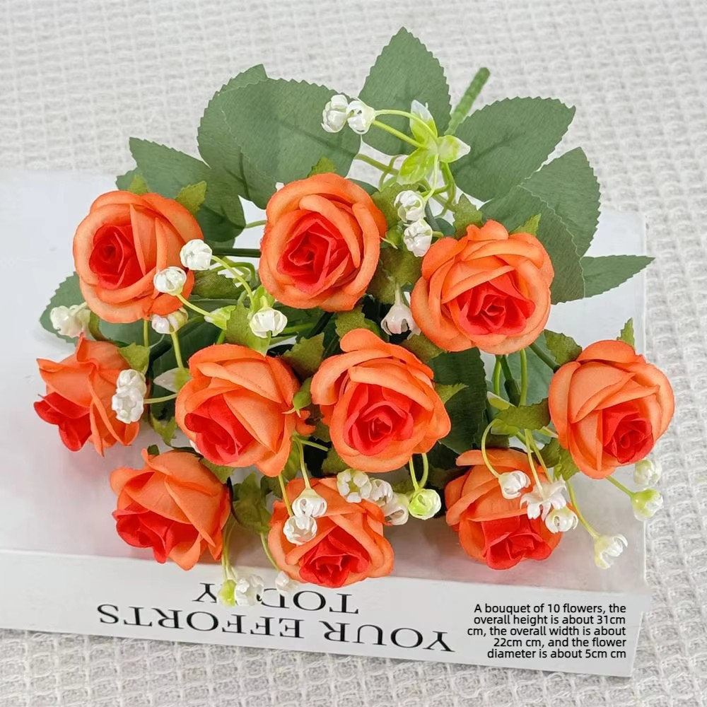 5 cabezas de rosa diamante, naranja puro.