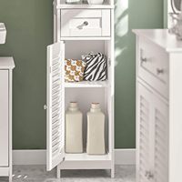 Casier de salle de bain blanc du sol au plafond avec étagères et tiroirs Armoire tour en lin avec armoires de rangement