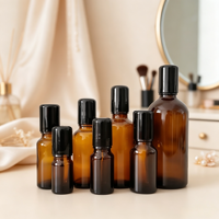 Flacons à bille en verre ambré ronds de 5 ml, 10 ml, 20 ml, 30 ml, 50 ml, 100 ml pour parfum, avec bille roulante en acier inoxydable