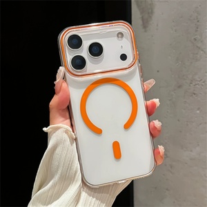 Hot Sale <b>PC</b> Clear Slim Phone Case for iPhone 17 Pro Max <b>Wireless</b> Charging Fresh Color Magnetic Transparent Anti-Yellow Cover - Product Image 3