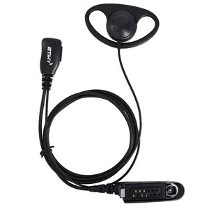 ET-ER2700 D Shape Earpiece with PTT Microphone Black Two Way Radio Headset for GP328 GP340 GP380 HT1250 MTX960 Portable Radio - Product Image 4