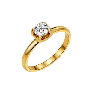 RINNTIN STKR02 Elegante Anello da Donna in Acciaio Inossidabile 304 Placcato Oro 18K con Zirconia Cubica per Fidanzamento e Matrimonio - Product Image 1