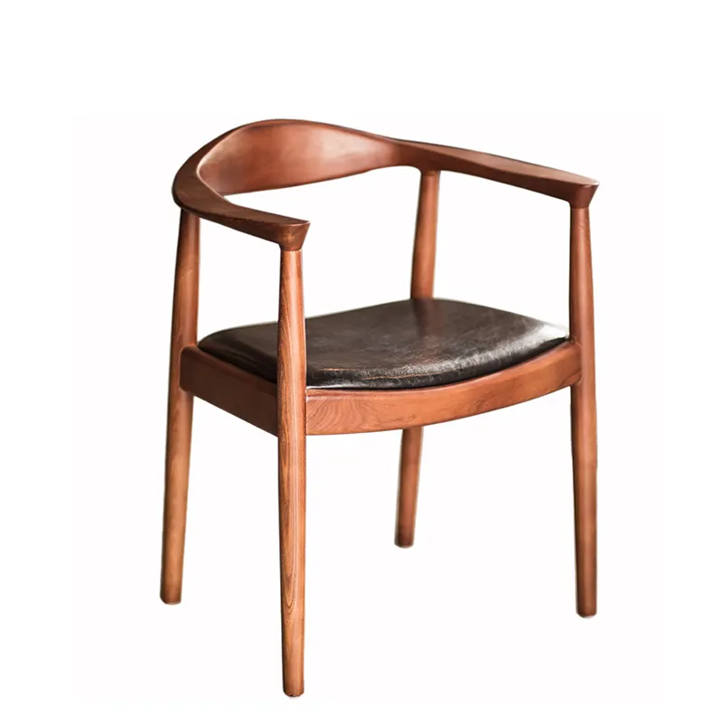 Sedia preferenziale moderna all'ingrosso del sedile di cuoio della mobilia domestica con la sedia da pranzo del ristorante di legno solido del bracciolo