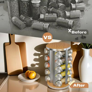 Boîte à outils d'assaisonnement métallique tout-en-un avec support rotatif Solution de stockage pratique - Product Image 3