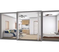 Maison préfabriquée portable avec 3 chambres et 1 salle de bain complète Petite maison mobile avec cadre en acier pour le salon ou le salon