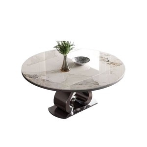 Luxury Round <b>Dining</b> <b>Table</b> Marble <b>Top</b> Stainless Steel Base Convertible For <b>Dining</b> Room - Product Image 5