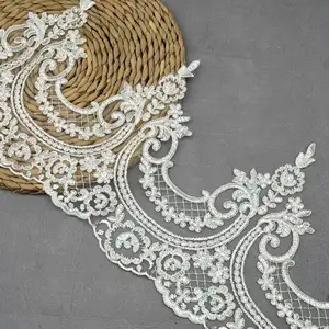 Vestido de noiva, elegante, laço de véu, bordado, branco, bordado, bordado, couro cabeludo, com guarnição de malha