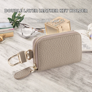 WRIZA Porte-clés en cuir de vachette de qualité supérieure, organisateur de clés à fermeture éclair, accessoire durable, élégant et compact pour un usage quotidien et en voyage - Product Image 3