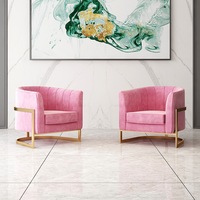 Fauteuil d'appoint moderne en velours de luxe avec base en métal, canapé individuel pour salon