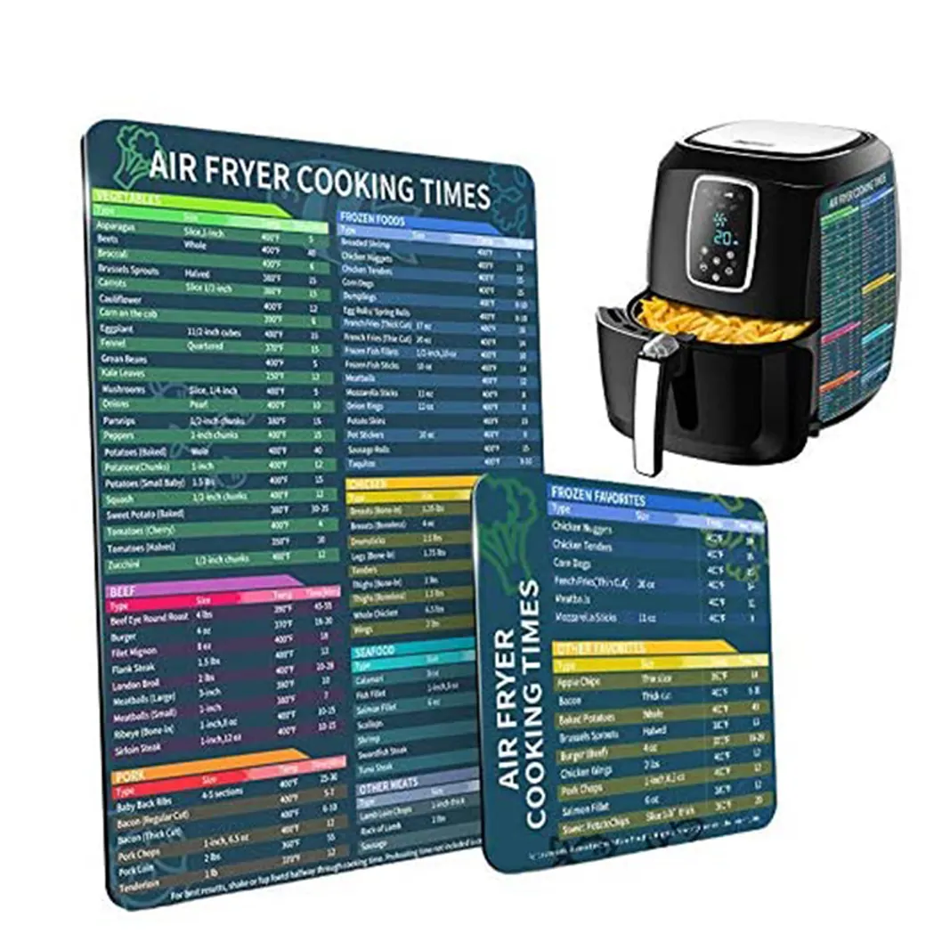 Air Fryer Zubehör Magnetic Chart Times Sheet Quick Guide Luft fritte use Zubehör Magnet folie für die Kochzeit