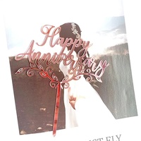 Bestseller 1 Stück Gold Silber Acryl Happy Anniversary Valentinstag 12,5cm Tortendekoration Partydekoration