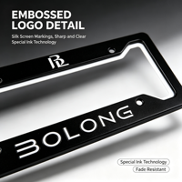 Cadre de plaque d'immatriculation BOLONG à 4 trous, norme américaine, en ABS, support de plaque d'immatriculation personnalisé, cadre de plaque d'immatriculation de voiture avec logo personnalisé