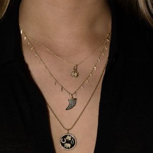 Colgante de moneda redonda de esmalte negro para mujer, collar de la suerte, cz, promoción - Product Image 2