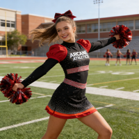 Tenue de cheerleading style universitaire, design d'équipe classique, cristaux AB, grande taille, respirante, confortable, imprimé numérique, pour événements scolaires