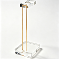 Support pour casque en acrylique transparent, support de présentation de casque de bureau en métal doré, support pour écouteurs en acrylique personnalisé