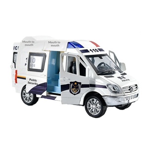 Modèle de simulation de voiture jouet en métal à l'échelle 1:32, cinq portes, en alliage, avec lumières et musique : ambulance, voiture de police, camion de pompiers, camion de livraison - Product Image 5