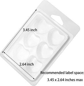 Récipients de fusion de cire-moules de fusion de cire en plastique vides transparents à 6 cavités-100 paquets de coquilles en forme de cœur pour faire des tartes - Product Image 4