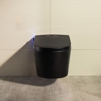 Ensemble de toilettes intelligentes suspendues pour salle de bain européenne moderne, chasse d'eau automatique, toilettes murales noires mates intelligentes avec bidet