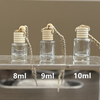 Bouteilles en verre vides pour diffuseur de parfum de voiture suspendu, personnalisées, transparentes, 8ml, 9ml, 10ml, avec bouchon en bois et corde, vente en gros