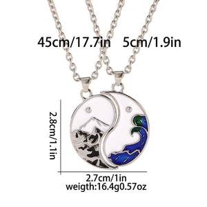 Ensemble de colliers Totem <span class=keywords><strong>Tai</strong></span> <span class=keywords><strong>Chi</strong></span> Bagua, meilleurs amis, soleil et lune assortis, meilleur ami, couple, collier pendentif TAIJI - Product Image 6