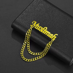 개인 맞춤형 크리에이티브 로고 크라운 18K 금도금 스테인리스 스틸 <span class=keywords><strong>DIY</strong></span> 개인 이름 브로치 - Product Image 3
