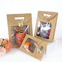 Sac cadeau en papier kraft avec fenêtre, personnalisable, nouveau style, debout, artisanal, solide, à rabat, portable, pour emballer des bonbons