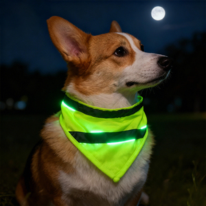 وشاح عاكس عالي الوضوح للكلاب، مطبوع بشكل مثلث، للسلامة أثناء المشي ليلاً وللتخييم - Product Image 1