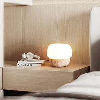 Lampe de table en travertin jaune naturel japonais, style Wabi-Sabi, mini lampe de chevet en forme de champignon, vente en gros OEM/ODM