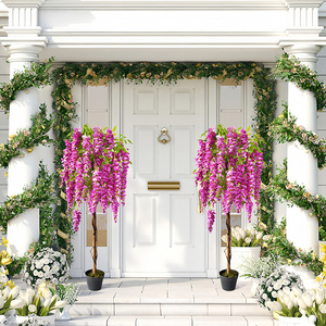 Maceta con Flores <span class=keywords><strong>de</strong></span> Glicinia Artificiales Decorativas, 150 cm <span class=keywords><strong>de</strong></span> Altura, Tronco <span class=keywords><strong>de</strong></span> Plástico, Ecológica, Duradera, Ideal para Bodas y <span class=keywords><strong>Navidad</strong></span> - Product Image 4