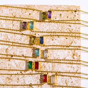 Lujo moissanite junio nacimiento piedra oro encanto collar de acero inoxidable - Product Image 4