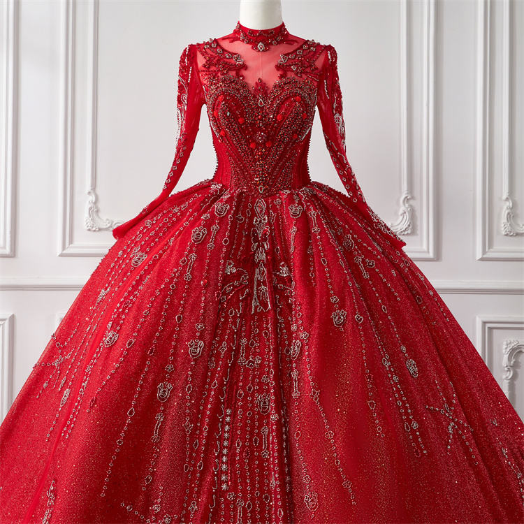 Royal Red Ball Gown High-Quality Custom Wedding Dress