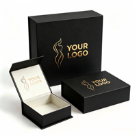 Boîte cadeau magnétique noire de luxe avec logo personnalisé, boîte d'emballage en carton rigide pour bijoux, cosmétiques, vêtements, montres, boîte cadeau