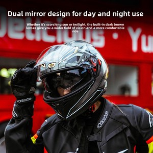 <span class=keywords><strong>Casque</strong></span> de <span class=keywords><strong>moto</strong></span> intégral pour hommes et femmes, adapté à toutes les saisons, avec double visière - Product Image 4