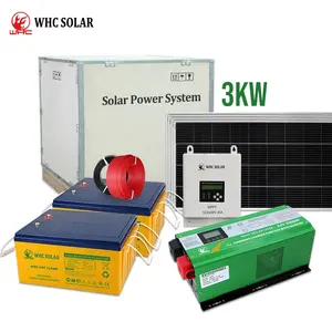 WHC太阳能1Kw 2Kw 15Kw 20Kw 30Kw光伏Lifepo4电池离网型5Kw家用混合太阳能发电安装系统成本