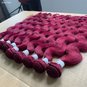 Venta al por mayor de pelo virgen brasileño natural con cutícula alineada, Pelo Rizado Borgoña tejido corporal, mechones de cabello <span class=keywords><strong>humano</strong></span> - Product Image 3