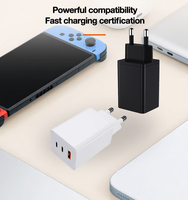 Chargeur GaN 65W EU 3 ports (USB-A + 2 USB-C) |   Chargeur d'ordinateur portable certifié CE GS PD3.0/QC3.0 Matériel PC ignifuge Écologique