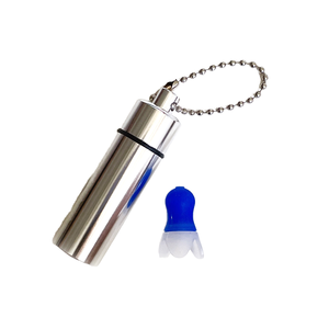 Bouchons d'oreilles réutilisables de qualité supérieure à pression pour l'avion, pour adultes et enfants, certifiés CE SNR32dB, en silicone avec étui en aluminium - Product Image 1