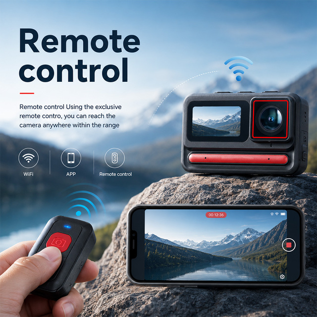 Wifi Underwater Sports Action Camera 4K Ultra HD IP68 Waterproof 140 Wide Angle 2.2inch Screen Built-in 256G Stabilization